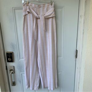 JUNE & HUDSON. Linen/ Cotton/Rayon blended light beige/white Striped pan…